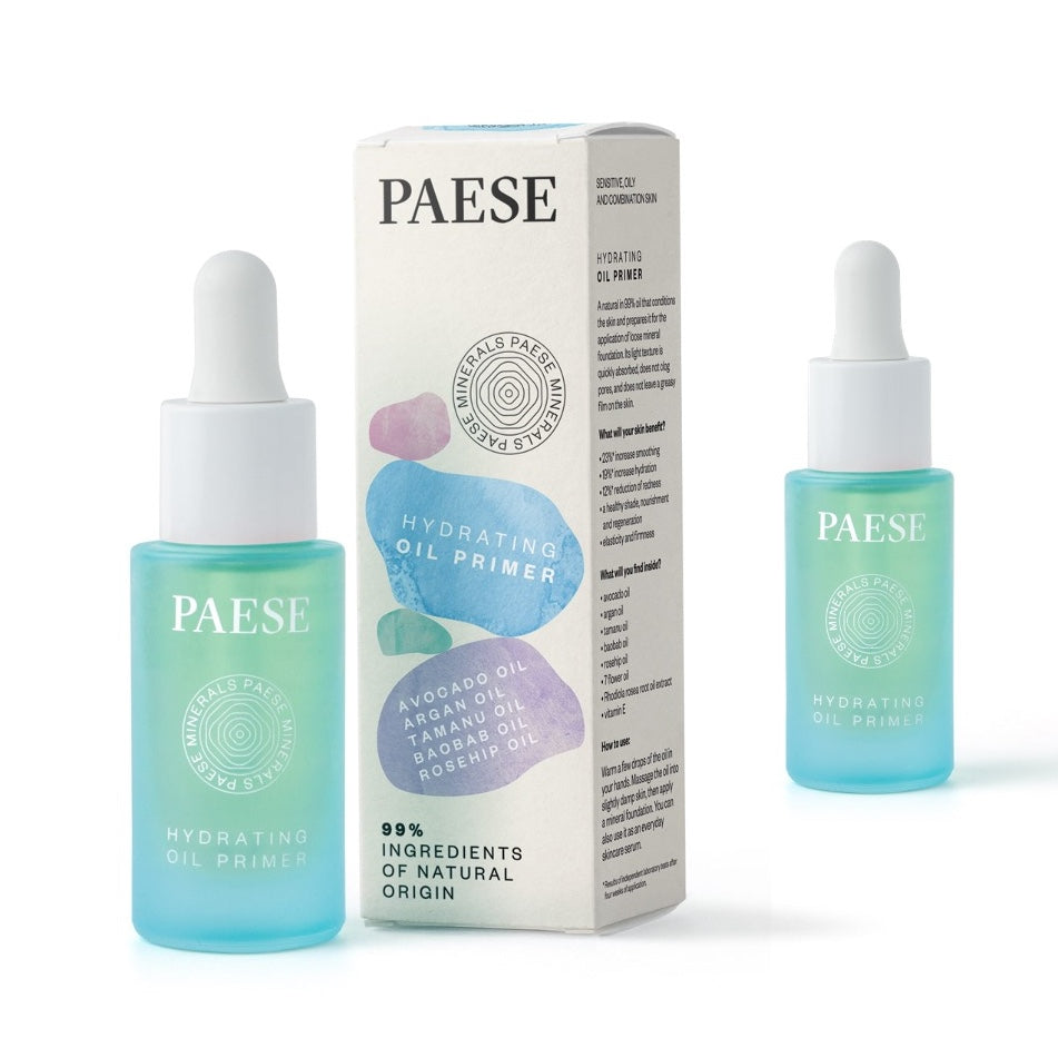 PAESE Minerals Hydrating Oil Primer is perfect for all skin types. It improves skin tone, nourishes, and improves elasticity for a flawless foundation application.