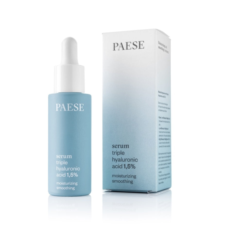 Experience nourished, hydrated skin with PAESE Cosmetics Hyaluronic Acid serum. Vegan and gluten-free, this serum delivers long-lasting hydration for a silky, natural glow.