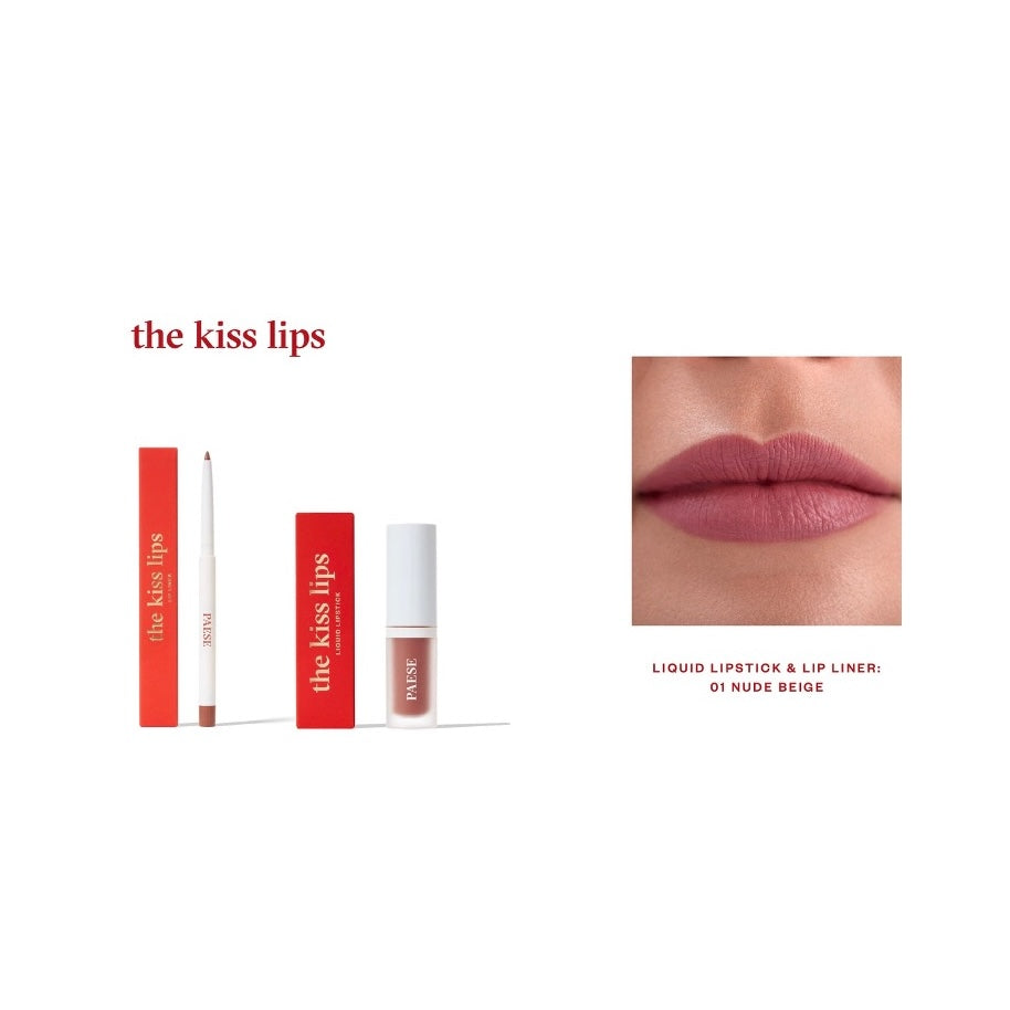 PAESE Cosmetics' The Kiss lip liner and lipstick define and plump lips with a gentle, long-lasting formula.
