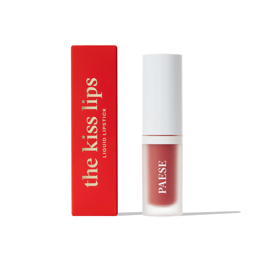 PAESE Cosmetics’ The Kiss long-wearing lipstick offers a light, creamy, non-sticky, full-coverage finish.