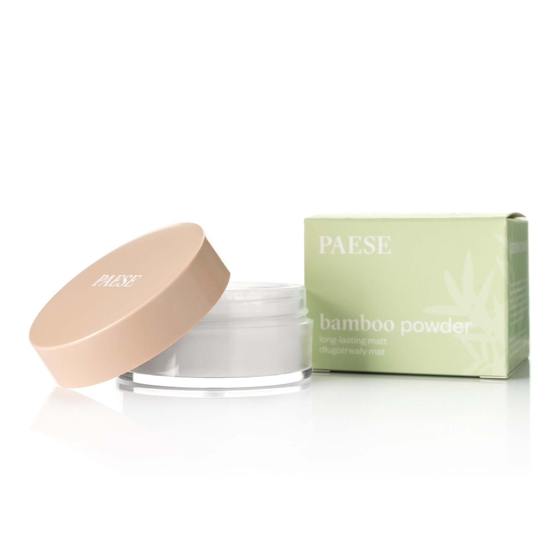 PAESE Cosmetics Bamboo Powder: hydrates with silk extract, diffuses light with bamboo starch, and provides a transparent finish for all skin tones. Talc and paraben-free.
