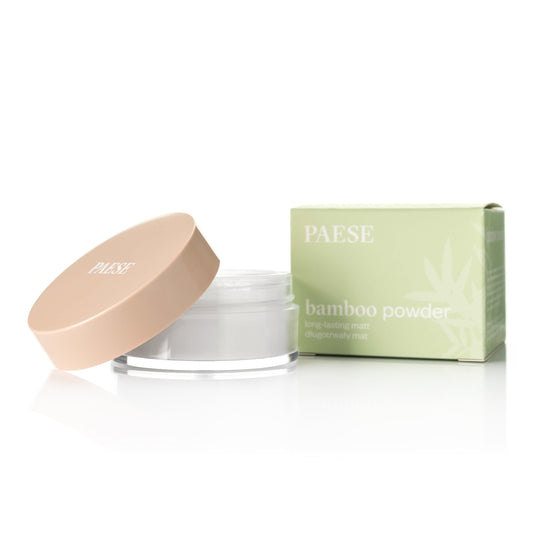 PAESE Cosmetics Bamboo Powder: hydrates with silk extract, diffuses light with bamboo starch, and provides a transparent finish for all skin tones. Talc and paraben-free.