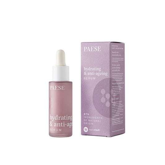 PAESE Cosmetics Hydrating &amp; Anti-Aging skincare serum with 97% natural ingredients and fast-absorbing, non-greasy lightweight formula, hydrates and fights signs of aging.