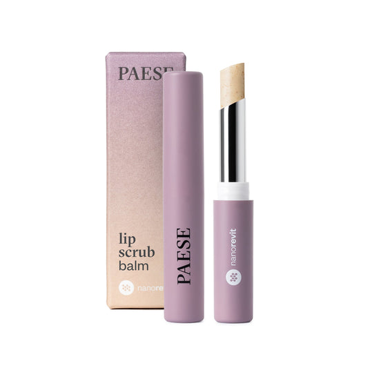 PAESE Cosmetics Lip Scrub crafted with eco-friendly fruit pomace and natural oils for smooth, hydrated lips.