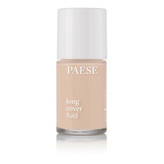PAESE Cosmetics Long Cover Fluid Foundation makeup solution corrects the skin tone and provides skincare benefits. 