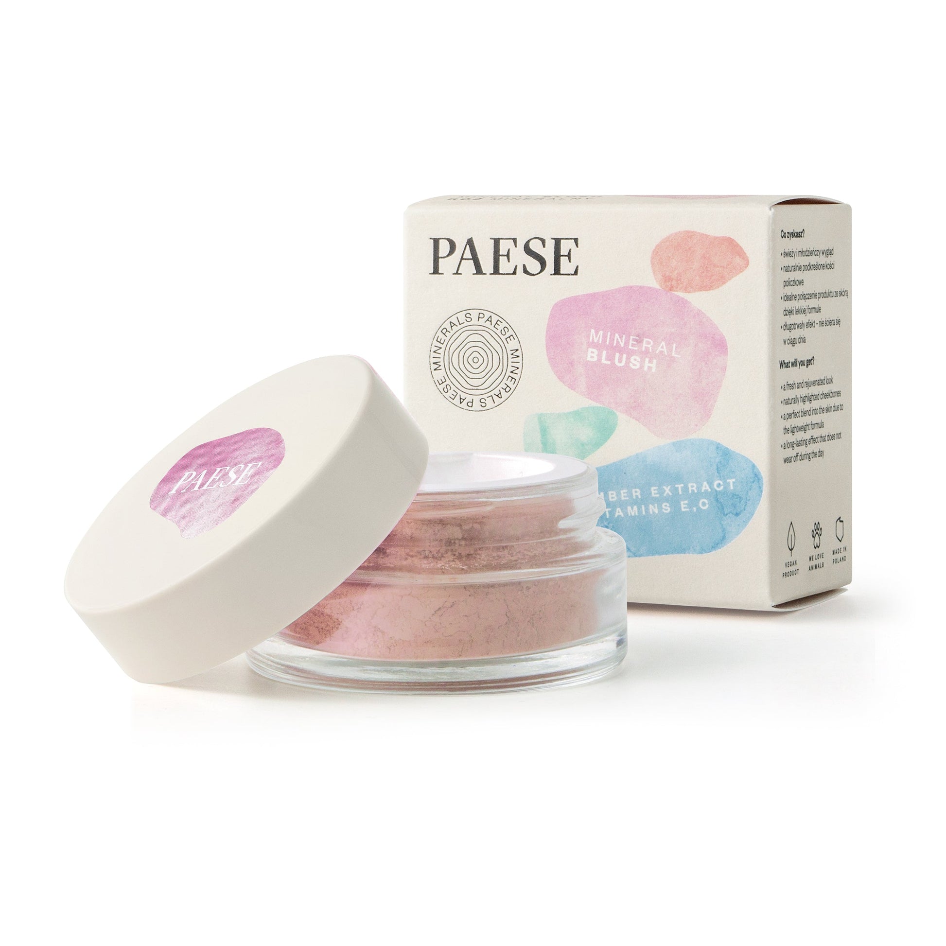 PAESE cosmetics mineral makeup blush versatile makeup product highlights your cheekbones, and delicately shapes your facial features for a naturally luminous effect.
